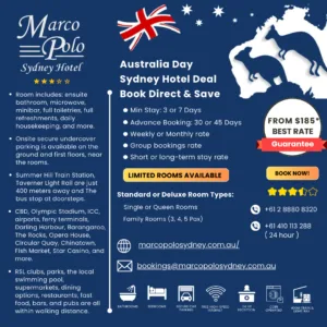 Australia Day Special – Save When You Book Online or call 29 Australia Day